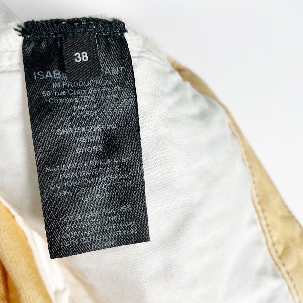 Isabel Marant Neida Quilted Panel Cotton Denim Jean Mini Yellow Shorts 38 - Picture 3 of 3
